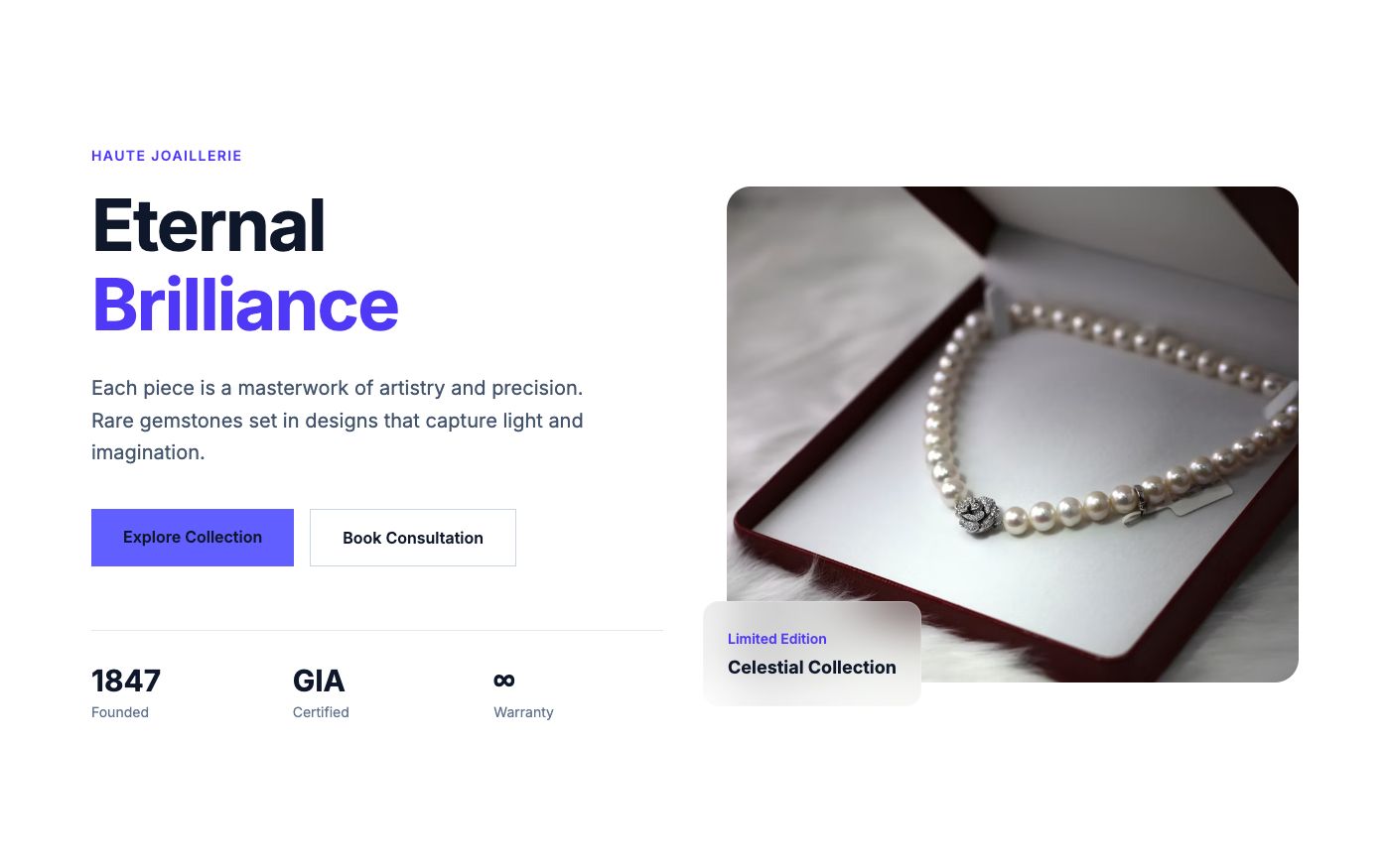 Fine jewelry hero with elegant imagery